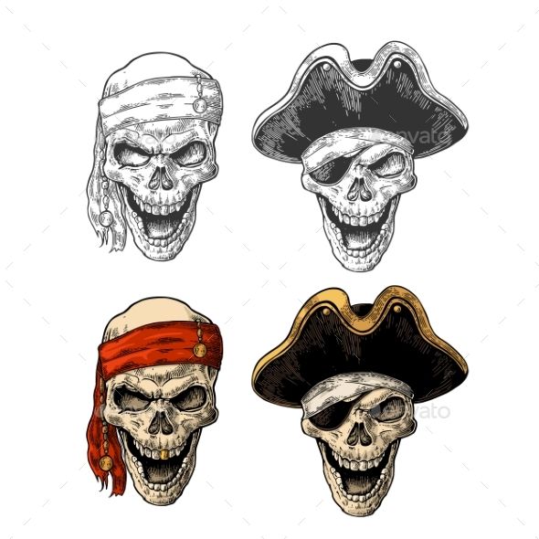 590x590 Skull In Pirate With Clothes Eye Patch, Captainhat, Bandana Color