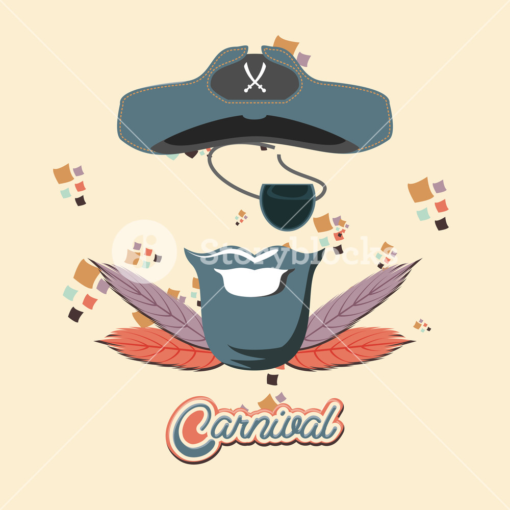 1000x1000 Pirate Hat And Eye Patch Carnival Accessories Vector Illustration