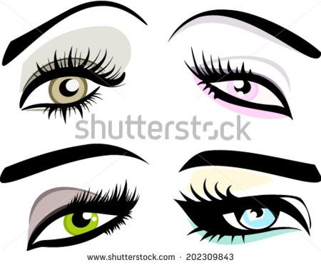 450x371 Set Of Four Woman Eye Shape Silhouettes With Eyebrows Long