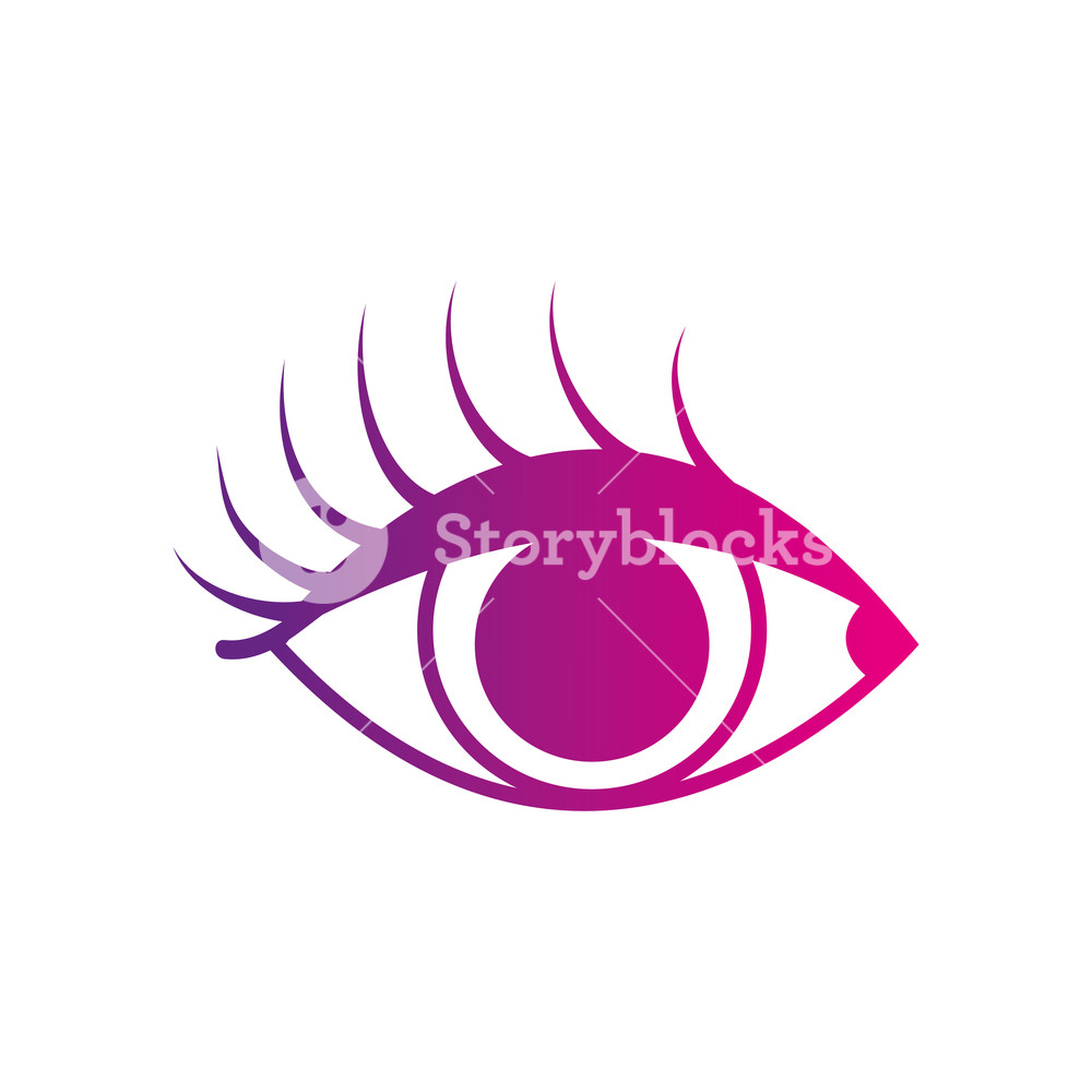1000x1000 Color Silhouette Vision Eye With Eyelashes Style Design Vector