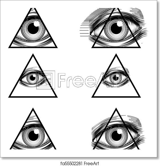 561x581 Free Art Print Of Pyramid Eyes Vector Illuminati Conspiracy