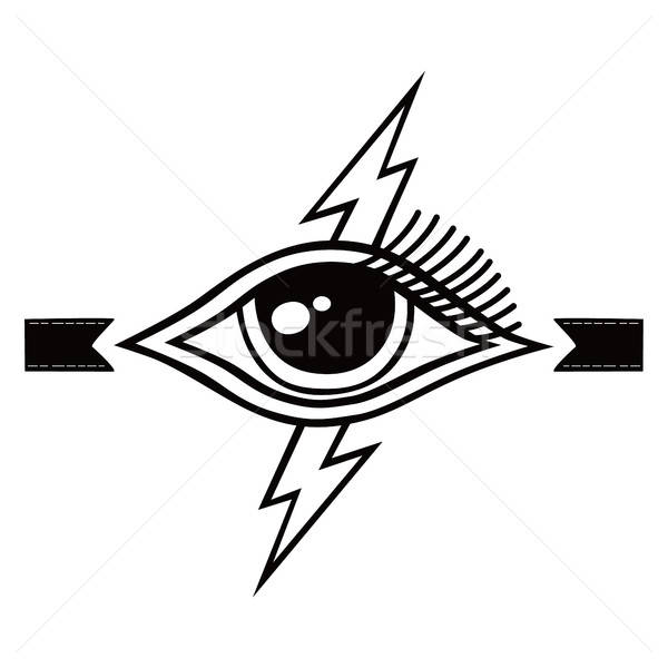 600x600 Bolt Lightning Eye Symbol Theme Vector Illustration