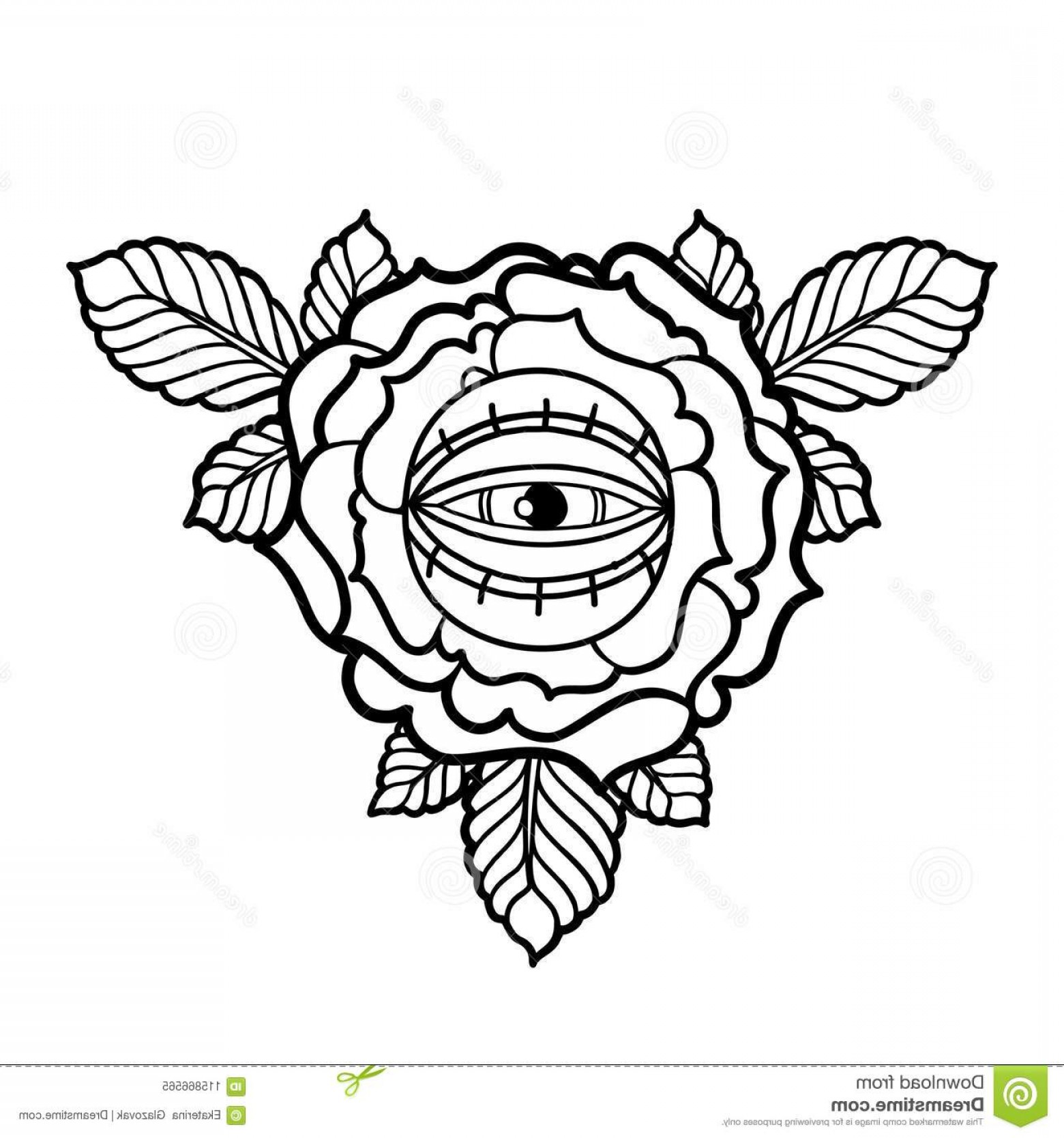 1560x1668 Graphic Stylized Flower All Seeing Eye Vector Art Old School