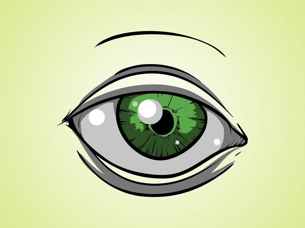 1024x765 Green Cartoon Eye Vector Art Graphics