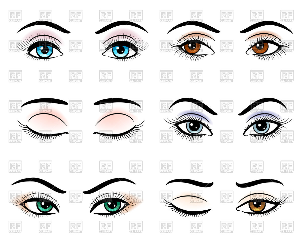 1200x960 Open And Closed Hand Drawn Woman Eyes Vector Image Of Icons