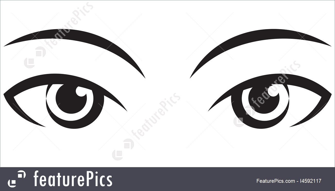 1300x742 Pair Female Expressive Eyes Vector Icon Stock Illustration