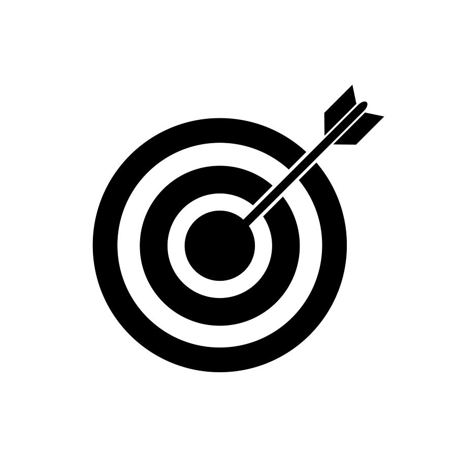 900x900 Archery Arrow In Target, Bulls Eye Vector Icon Simple Design