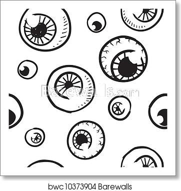 362x382 Seamless Eyeball Vector Background, Art Print Barewalls Posters