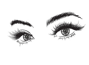 300x218 Hand Drawn Woman's Luxurious Eye With Perfectly Shaped Eyebrows
