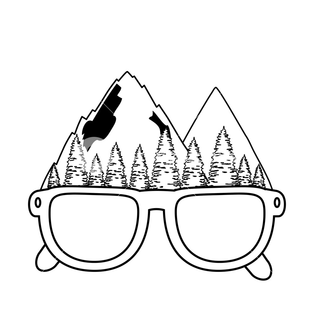 1000x1000 Mountains Landscape With Eyeglasses Vector Illustration Design