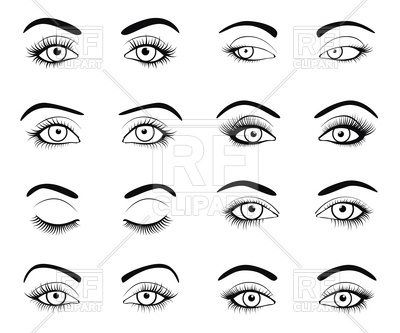 Set Of Female Eyes And Brows With Beautiful Fashion Eyelashes 400x333 Set Of Female Eyes And Brows With Beautiful Fashion Eyelashes