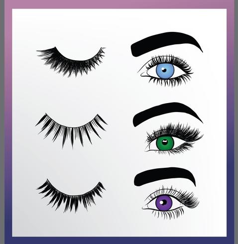 478x490 False Eyelashes Styles Vector Pack