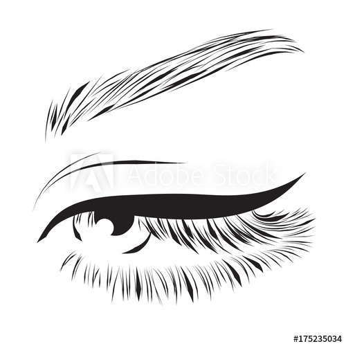500x500 Beautiful Woman Eye With Long Eyelashes And Eyeliner Vector