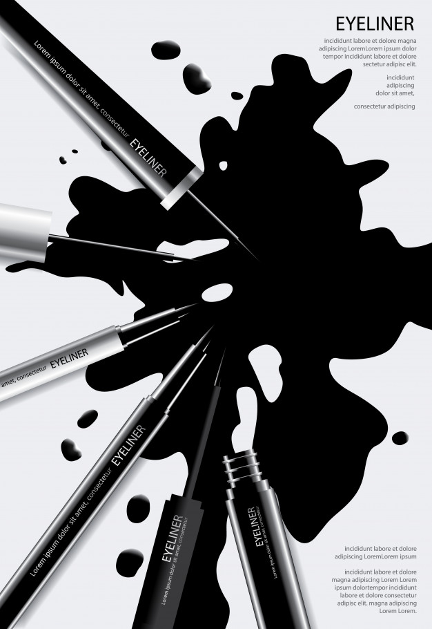 626x910 Poster Cosmetic Eyeliner With Packaging Vector Illustration Vector