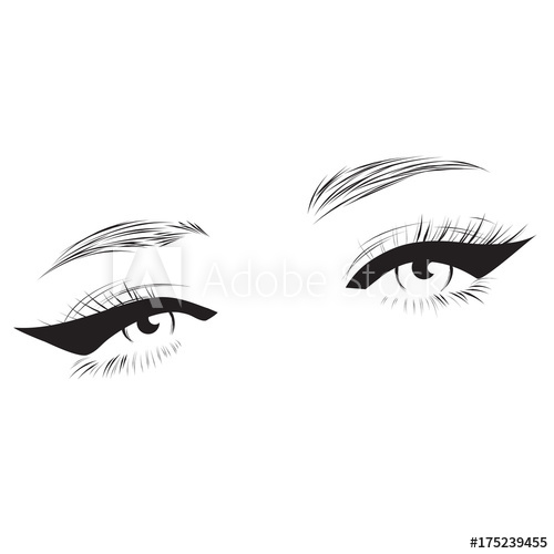500x500 Vector Illustration Beautiful Woman Cat Eye Eyeliner Make Up