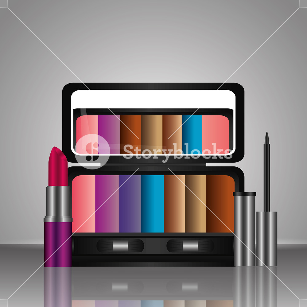 1000x1000 Cosmetics Makeup Eyeshadow Palette Lipstick And Liquid Eyeliner