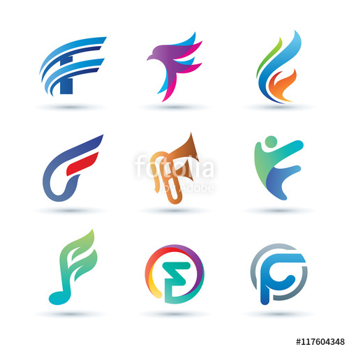 500x500 Set Of Abstract Letter F Logo
