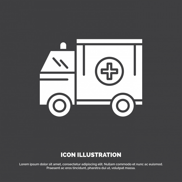 640x640 Ambulance Truck Medical Help Van Icon Glyph Vector Symbol F, Aid