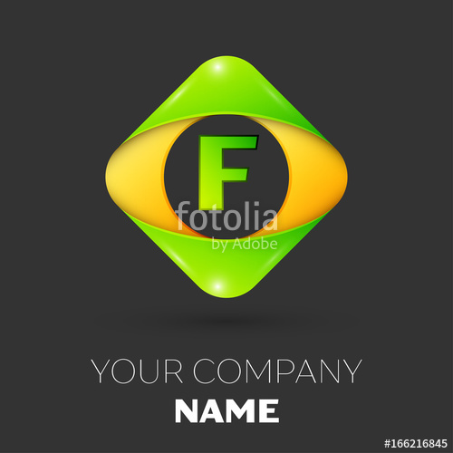 500x500 Realistic Letter F Vector Logo Symbol In The Colorful Rhombus