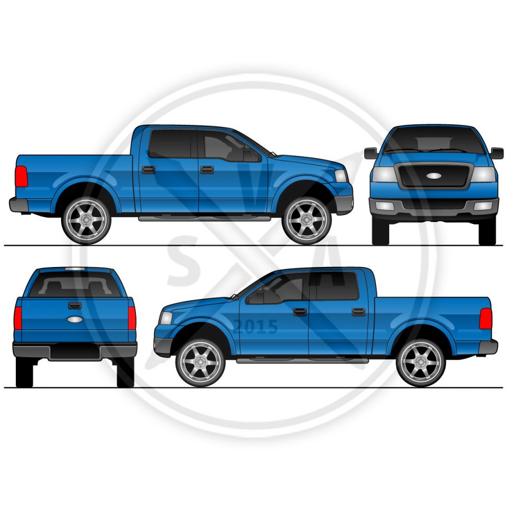 999x999 Crew Cab Vector Truck Outline
