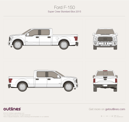 448x426 Ford F Supercrew Standard Box Pickup Truck Drawings
