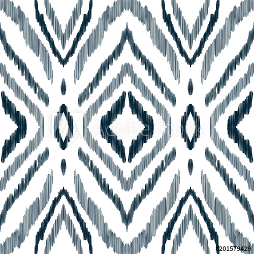 500x500 Black And White Ikat Tribal Textile Modern Pattern Seamless