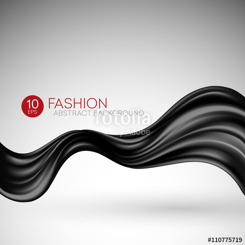 500x500 Black Flying Silk Fabric Fashion Background Vector Illustration