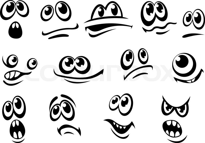 800x559 Cute Different Black And White Facial Stock Vector Colourbox