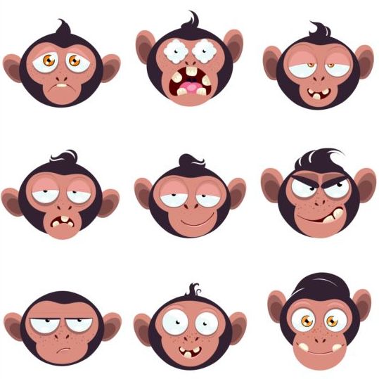 539x539 Funny Monkey Expression Icons Vector Free Download