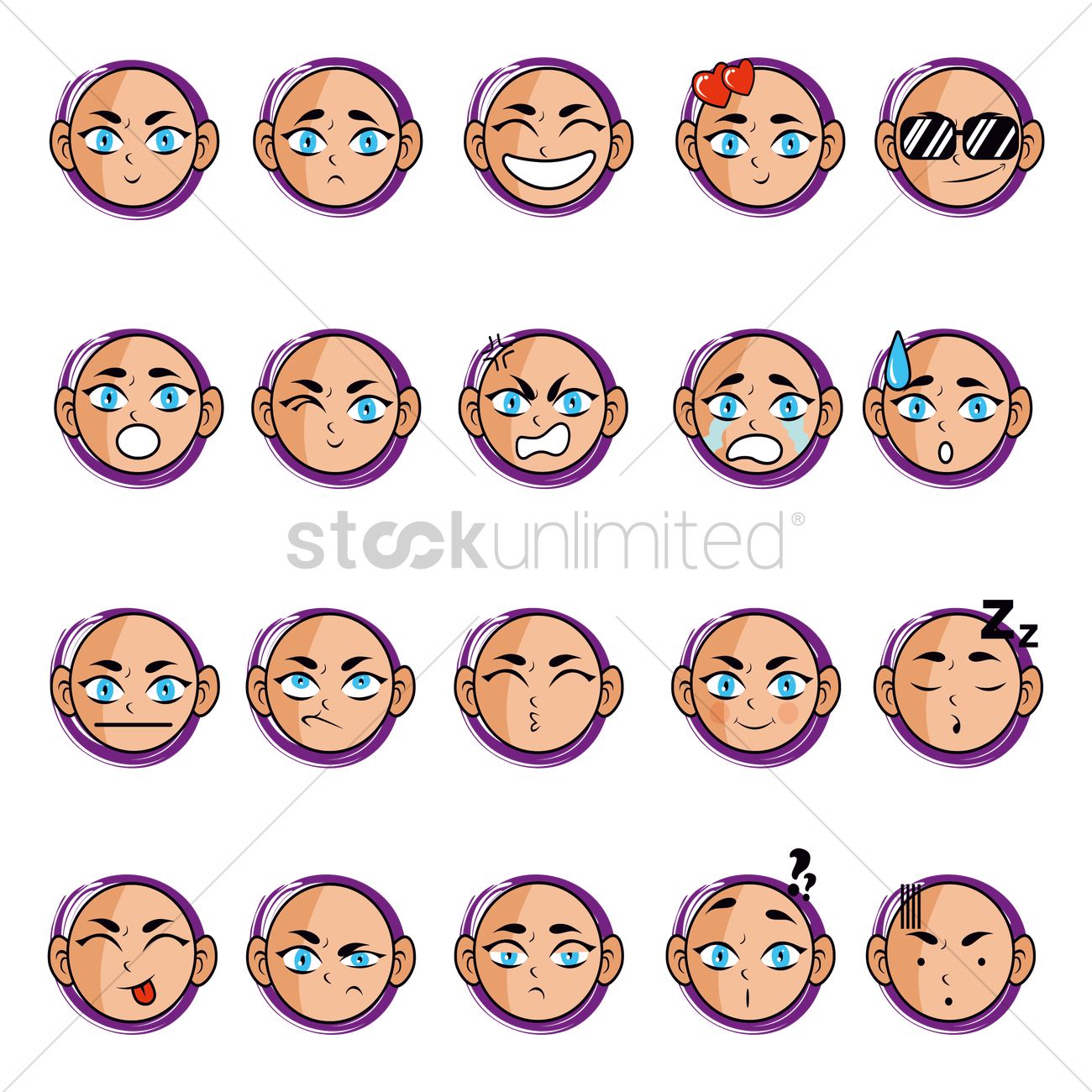 1300x1300 Collection Of Facial Expression Vector Image