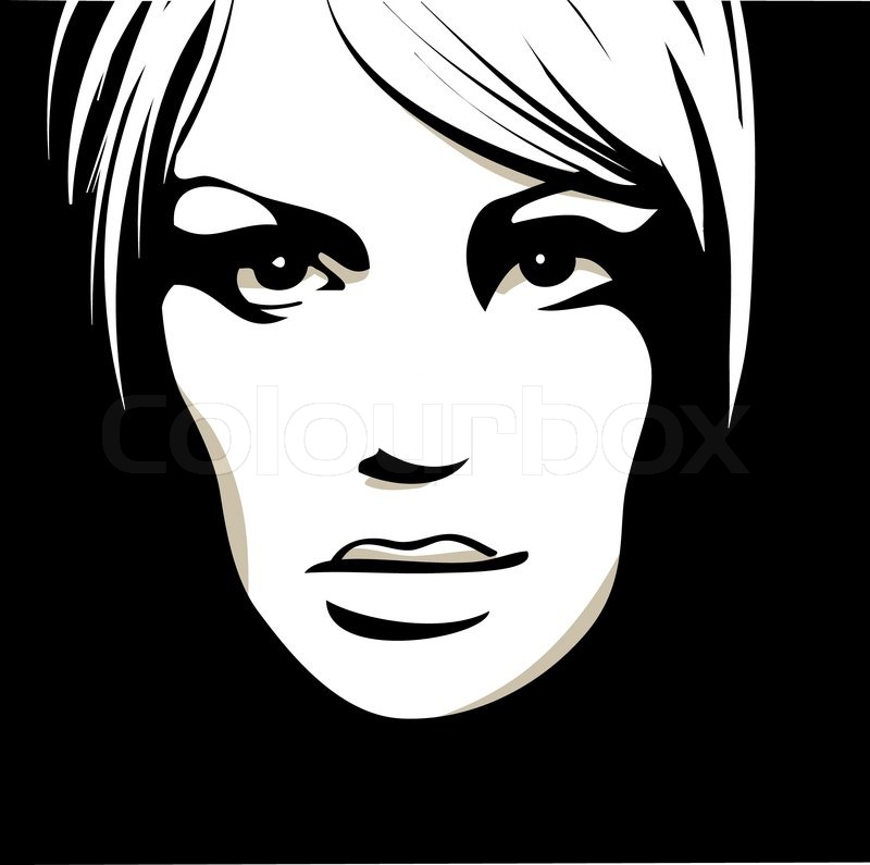 800x795 Woman Face With Beautiful Eyes, Vector Illustration