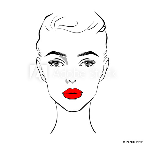 500x500 Beautiful Woman Face With Red Lipstick On Lips Fashion