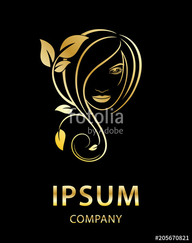 395x500 Vector Logo Beauty Salon, Hair Salon, Cosmetic Female Face Black