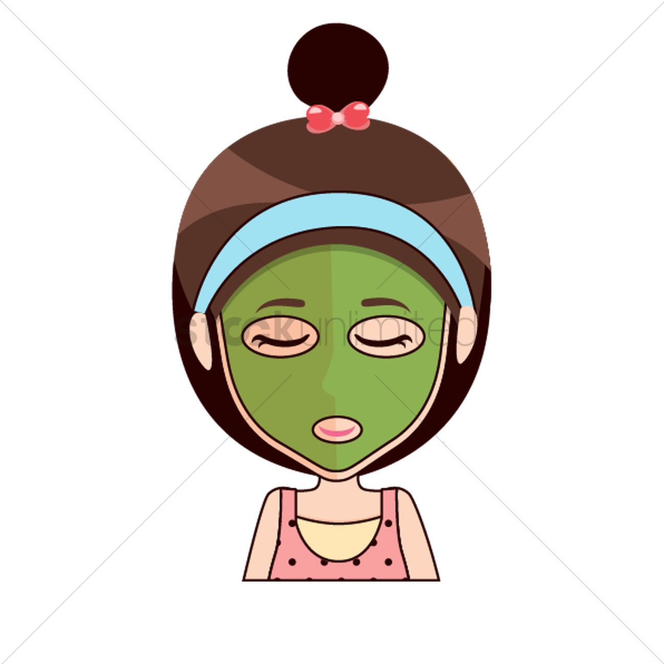 Cartoon Girl With Beauty Mask Vector Image 1300x1300 Cartoon Girl With Beauty Mask Vector Image