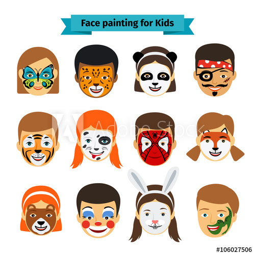 500x500 Face Painting Icons Kids Faces With Animals And Heroes Painting