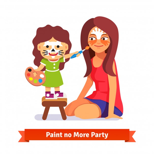 626x626 Face Painting Party Girl And Her Teacher Vector Free Download