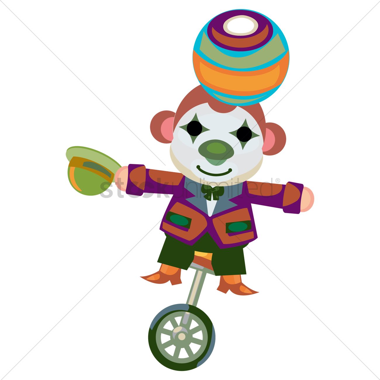 1300x1300 Free Circus Monkey With Clown Face Paint Balancing A Ball