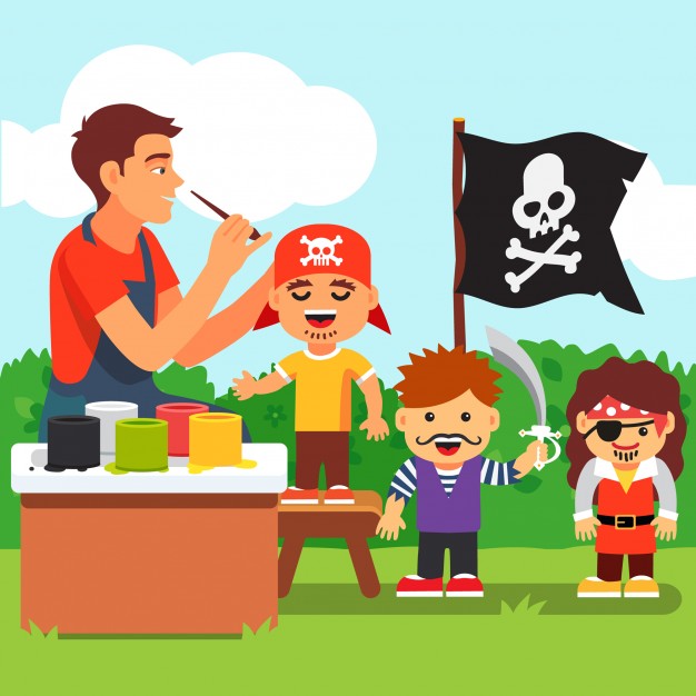 626x626 Kids Pirate Face Painting Party In Kindergarten Vector Free Download