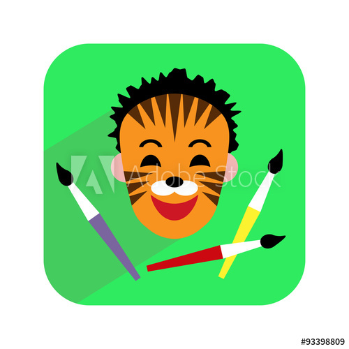 500x500 Colorful Icon Face Painting Child With Painted Face And Brushes