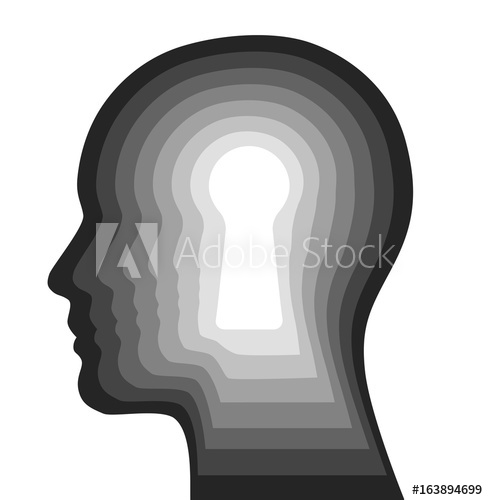 488x500 Key To Human Mind Abstract Metaphor With Face Profile Vector