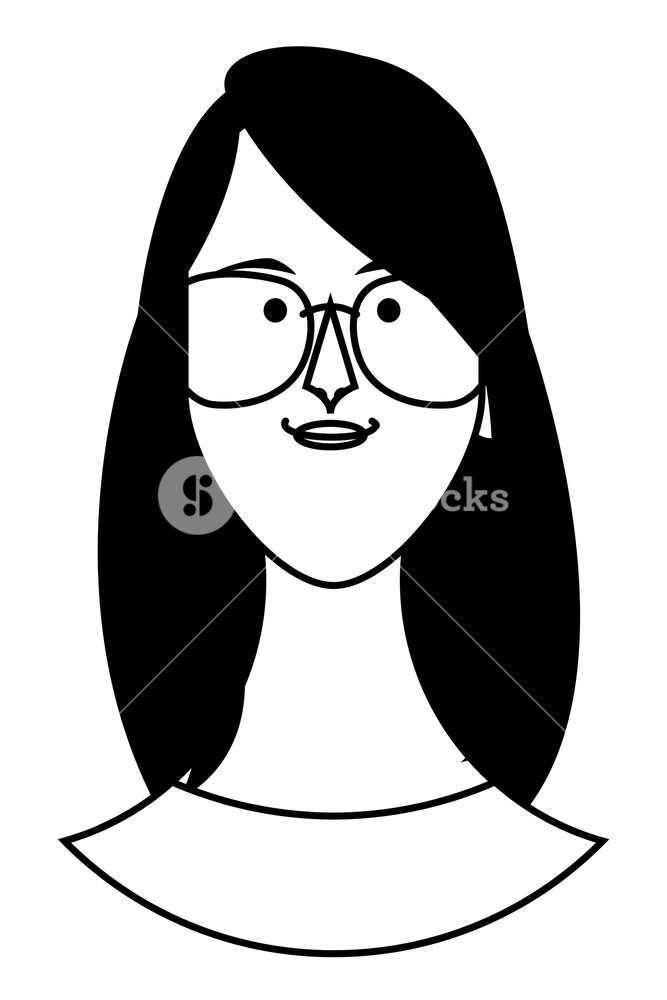 667x1000 Woman With Glasses Face Cartoon Profile Vector Illustration