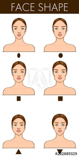 252x500 Face Shapes Guide Vector Illustration Of Pretty Young Female