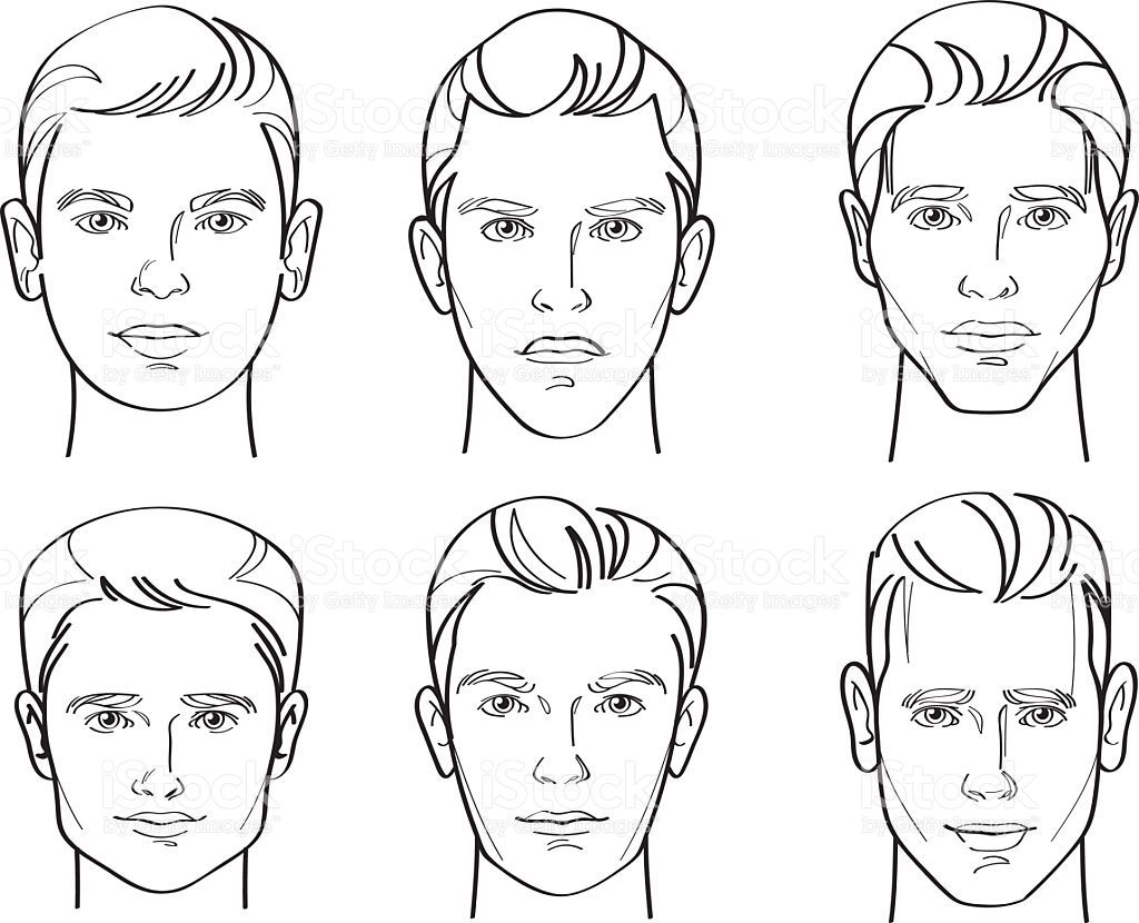 1024x830 Line Drawing Illustratio Of Six Different Types Of Male Face