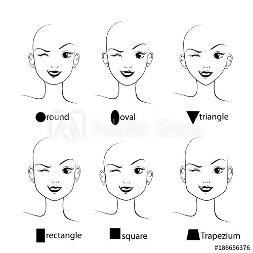500x500 Set Of Different Face Shapes Collection Of Woman Faces Vector