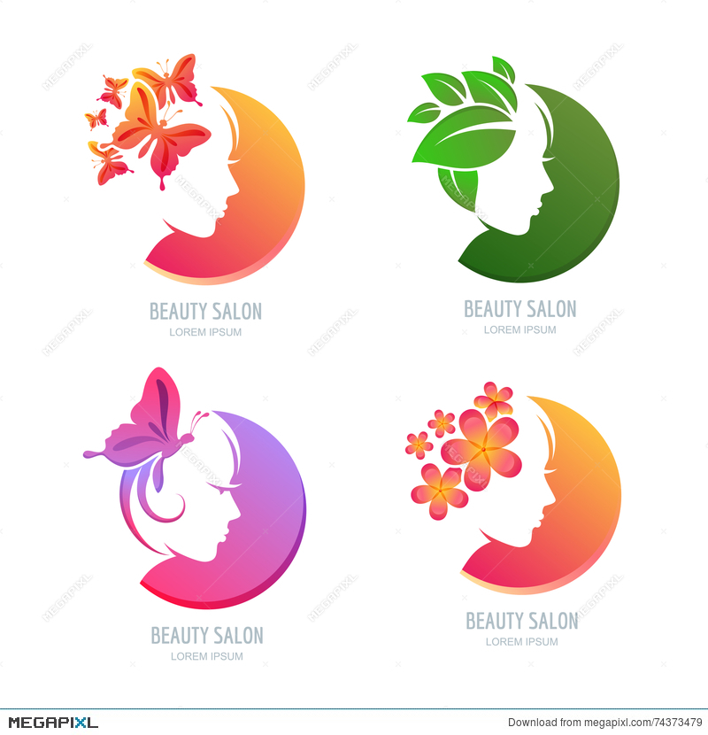 800x830 Vector Beauty Logo, Label Set Female Face In Circle Shape