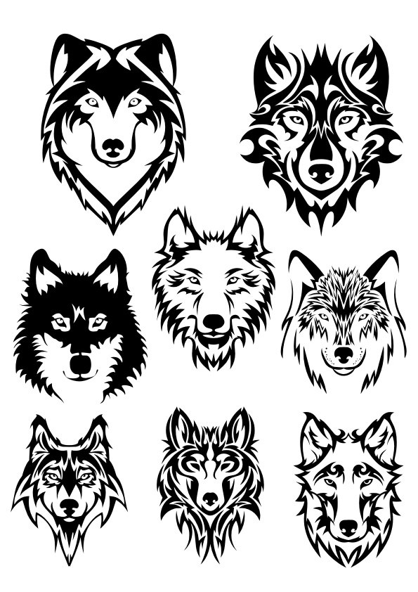 595x842 Wolf Face Silhouette Vector Art Free Vector Cdr Download