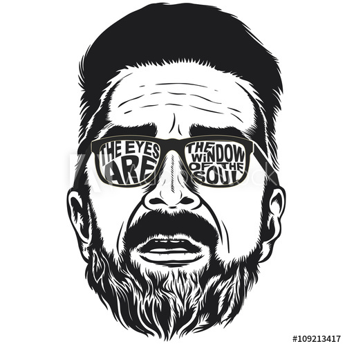 499x500 Bearded Hipster Face Vector Illustration