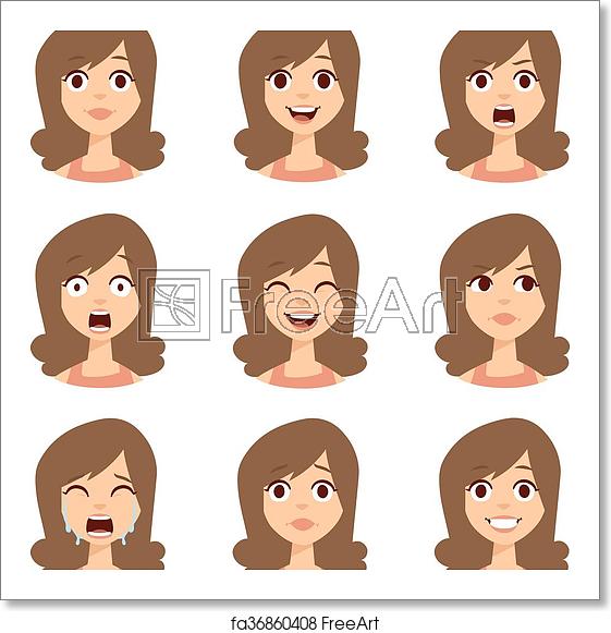 561x581 Free Art Print Of Woman Emoji Face Vector Icons Girl Emotion