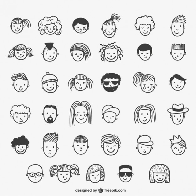 626x626 Hand Drawn Face Icons Vector Free Download
