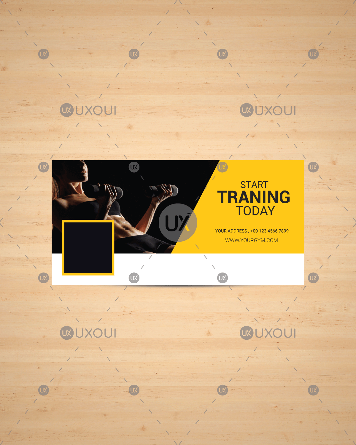 1200x1500 Train Fitness Gym Facebook Cover Photo Banner Template Design